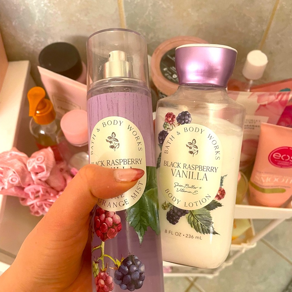 Black Raspberry Vanillala body lotion and body mist.